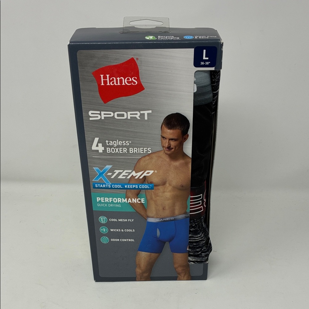 NEW-Hanes Ultimate X-Temp® Performance Boxer Briefs – 4-Pack L, XL 2XL